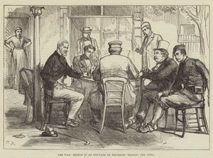 戦争、ベオグラードの宿舎でスケッチ、ニュースを読む 作： Sir John Charles Robinson